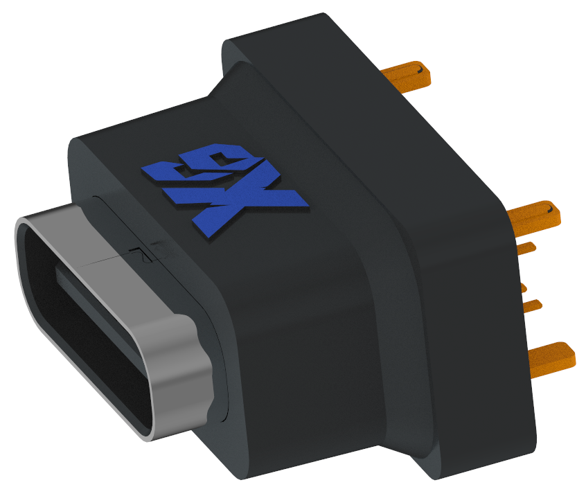 XB-TYPE C 16P-2-X XB立式防水TYPE C 16Pin 立式防水USB母座DIP H=9.3